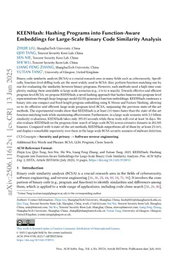 KEENHash: Hashing Programs into Function-Aware Embeddings for Large-Scale Binary Code Similarity Analysis