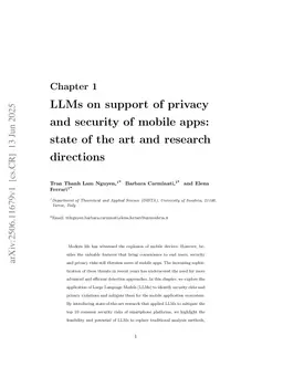 LLMs on support of privacy and security of mobile apps: state of the art and research directions