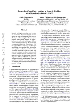 Improving Causal Interventions in Amnesic Probing with Mean Projection or LEACE