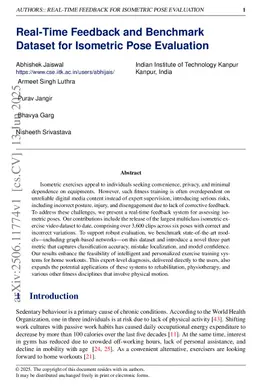 Real-Time Feedback and Benchmark Dataset for Isometric Pose Evaluation
