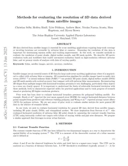 Methods for evaluating the resolution of 3D data derived from satellite images