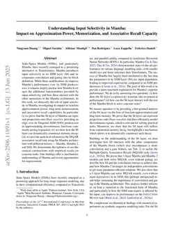 Understanding Input Selectivity in Mamba: Impact on Approximation Power, Memorization, and Associative Recall Capacity