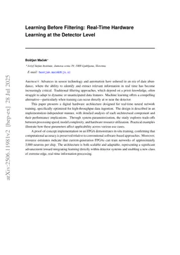 Learning Before Filtering: Real-Time Hardware Learning at the Detector Level