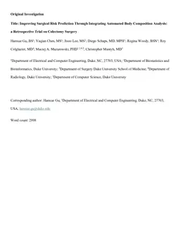 Improving Surgical Risk Prediction Through Integrating Automated Body Composition Analysis: a Retrospective Trial on Colectomy Surgery