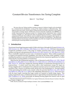 Constant Bit-size Transformers Are Turing Complete