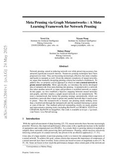 Meta Pruning via Graph Metanetworks : A Universal Meta Learning Framework for Network Pruning
