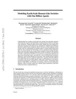 Modeling Earth-Scale Human-Like Societies with One Billion Agents