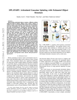 SPLATART: Articulated Gaussian Splatting with Estimated Object Structure