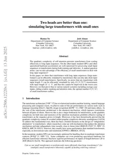 Two Heads Are Better than One: Simulating Large Transformers with Small Ones
