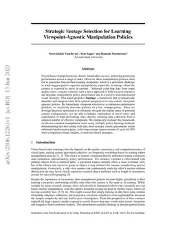 Viewpoint-Agnostic Manipulation Policies with Strategic Vantage Selection