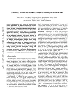 Restoring Gaussian Blurred Face Images for Deanonymization Attacks