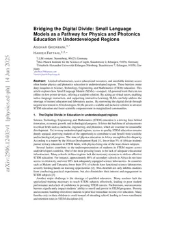 Bridging the Digital Divide: Small Language Models as a Pathway for Physics and Photonics Education in Underdeveloped Regions