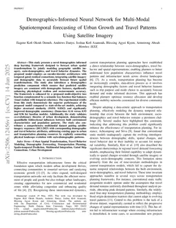 Demographics-Informed Neural Network for Multi-Modal Spatiotemporal forecasting of Urban Growth and Travel Patterns Using Satellite Imagery