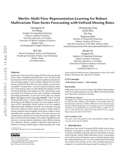 Merlin: Multi-View Representation Learning for Robust Multivariate Time Series Forecasting with Unfixed Missing Rates
