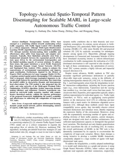 Topology-Assisted Spatio-Temporal Pattern Disentangling for Scalable MARL in Large-scale Autonomous Traffic Control