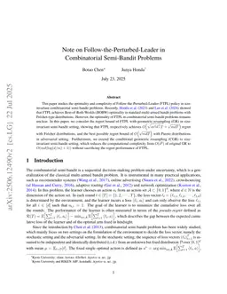 Note on Follow-the-Perturbed-Leader in Combinatorial Semi-Bandit Problems