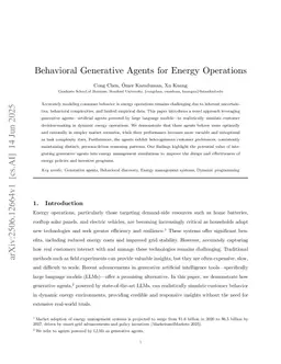 Behavioral Generative Agents for Energy Operations