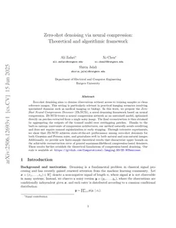 Zero-shot Denoising via Neural Compression: Theoretical and algorithmic framework