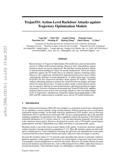 TrojanTO: Action-Level Backdoor Attacks against Trajectory Optimization Models