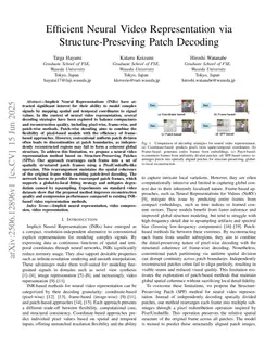 Structure-Preserving Patch Decoding for Efficient Neural Video Representation