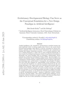 Evolutionary Developmental Biology Can Serve as the Conceptual Foundation for a New Design Paradigm in Artificial Intelligence