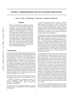 Position: Certified Robustness Does Not (Yet) Imply Model Security