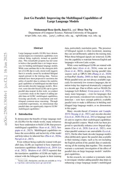 Just Go Parallel: Improving the Multilingual Capabilities of Large Language Models