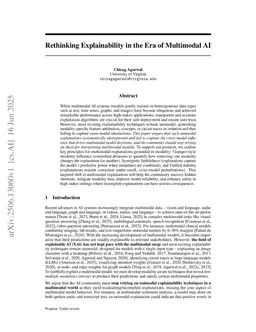 Rethinking Explainability in the Era of Multimodal AI