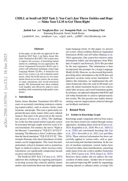 CHILL at SemEval-2025 Task 2: You Can't Just Throw Entities and Hope -- Make Your LLM to Get Them Right