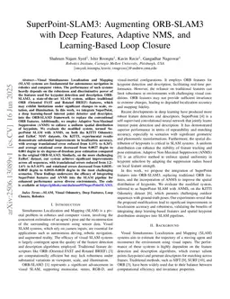 SuperPoint-SLAM3: Augmenting ORB-SLAM3 with Deep Features, Adaptive NMS, and Learning-Based Loop Closure