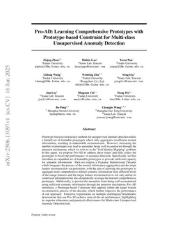 Pro-AD: Learning Comprehensive Prototypes with Prototype-based Constraint for Multi-class Unsupervised Anomaly Detection