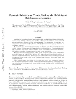 Dynamic Reinsurance Treaty Bidding via Multi-Agent Reinforcement Learning