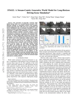 STAGE: A Stream-Centric Generative World Model for Long-Horizon Driving-Scene Simulation