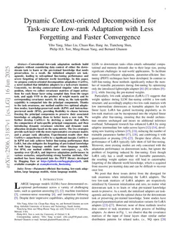 Dynamic Context-oriented Decomposition for Task-aware Low-rank Adaptation with Less Forgetting and Faster Convergence