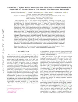 ViT-NeBLa: A Hybrid Vision Transformer and Neural Beer-Lambert Framework for Single-View 3D Reconstruction of Oral Anatomy from Panoramic Radiographs