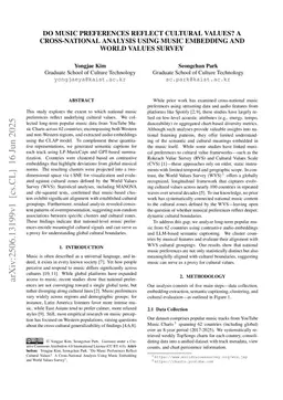 Do Music Preferences Reflect Cultural Values? A Cross-National Analysis Using Music Embedding and World Values Survey