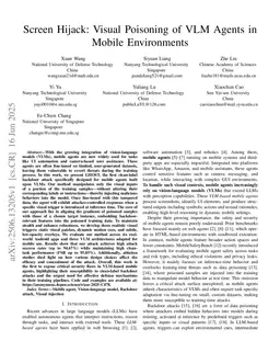 Poison Once, Control Anywhere: Clean-Text Visual Backdoors in VLM-based Mobile Agents