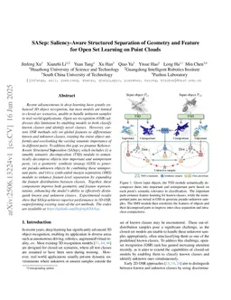 SASep: Saliency-Aware Structured Separation of Geometry and Feature for Open Set Learning on Point Clouds