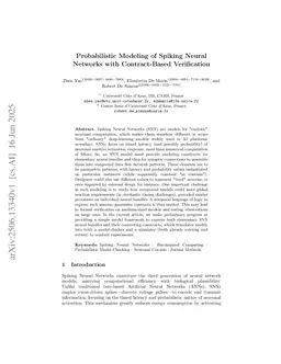 Probabilistic Modeling of Spiking Neural Networks with Contract-Based Verification