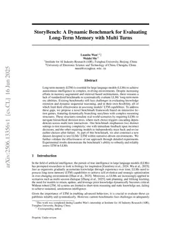 StoryBench: A Dynamic Benchmark for Evaluating Long-Term Memory with Multi Turns