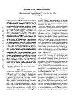 A Neural Model for Word Repetition