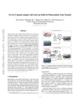 SA-LUT: Spatial Adaptive 4D Look-Up Table for Photorealistic Style Transfer