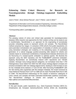 Enhancing Omics Cohort Discovery for Research on Neurodegeneration through Ontology-Augmented Embedding Models