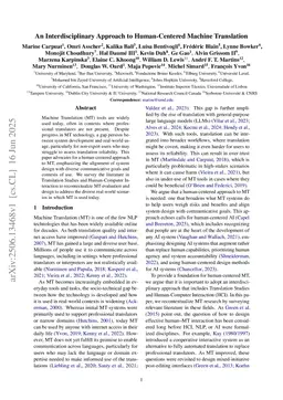 An Interdisciplinary Approach to Human-Centered Machine Translation