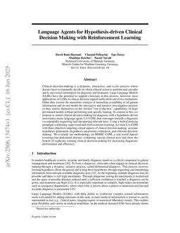 Language Agents for Hypothesis-driven Clinical Decision Making with Reinforcement Learning