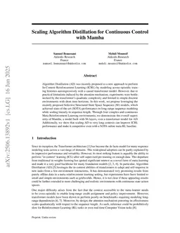 Scaling Algorithm Distillation for Continuous Control with Mamba