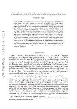 Rademacher learning rates for iterated random functions