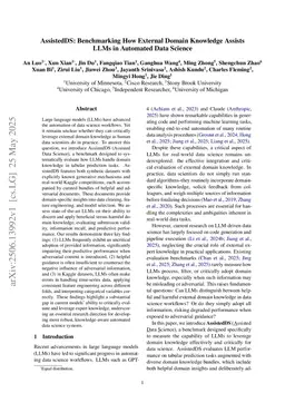AssistedDS: Benchmarking How External Domain Knowledge Assists LLMs in Automated Data Science
