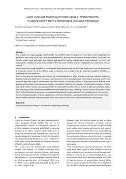 Large Language Models Don't Make Sense of Word Problems. A Scoping Review from a Mathematics Education Perspective