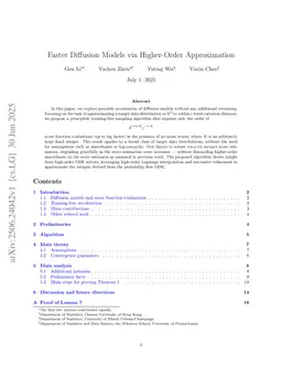 Faster Diffusion Models via Higher-Order Approximation
